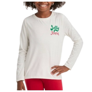 CAT & JACK Long Sleeve Jolly & Joyful Graphic Tee, Unisex, White